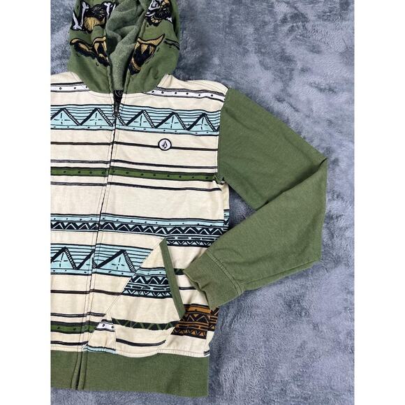 Volcom Women's Green Aztec Striped Full Zip Hoodie Jacket Size M - Picture 6 of 8